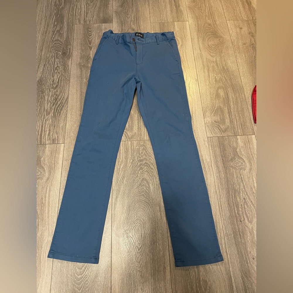 - Children’s Place, boys chinos, size 14, Hampton medium blue